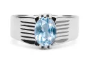Anillo Aguamarina Plata de ley 925 Artesanía vintage vrc007s